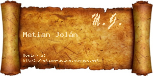 Metian Jolán névjegykártya